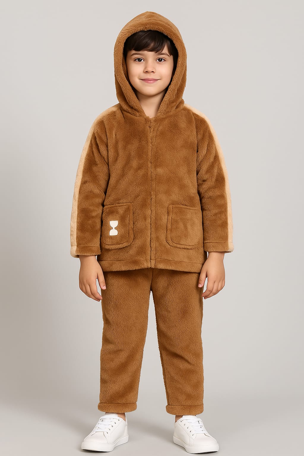 Kids Winter Wear* – *Cozy Brown Fleece Hoodie &amp;* *Pant Set*&nbsp;