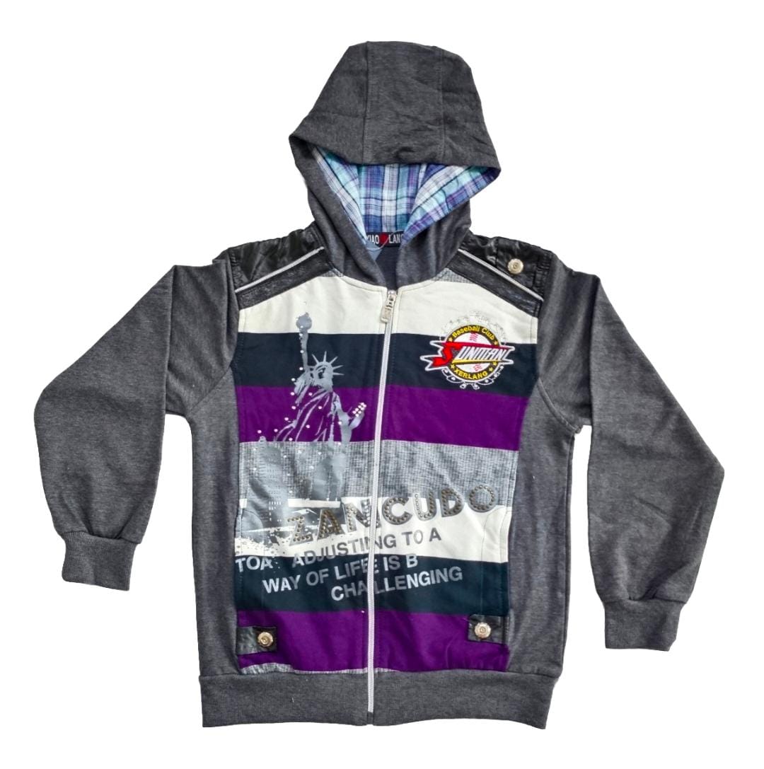 Stylish and comfortable full-sleeve hooded jacket for boys aged 10–12 years