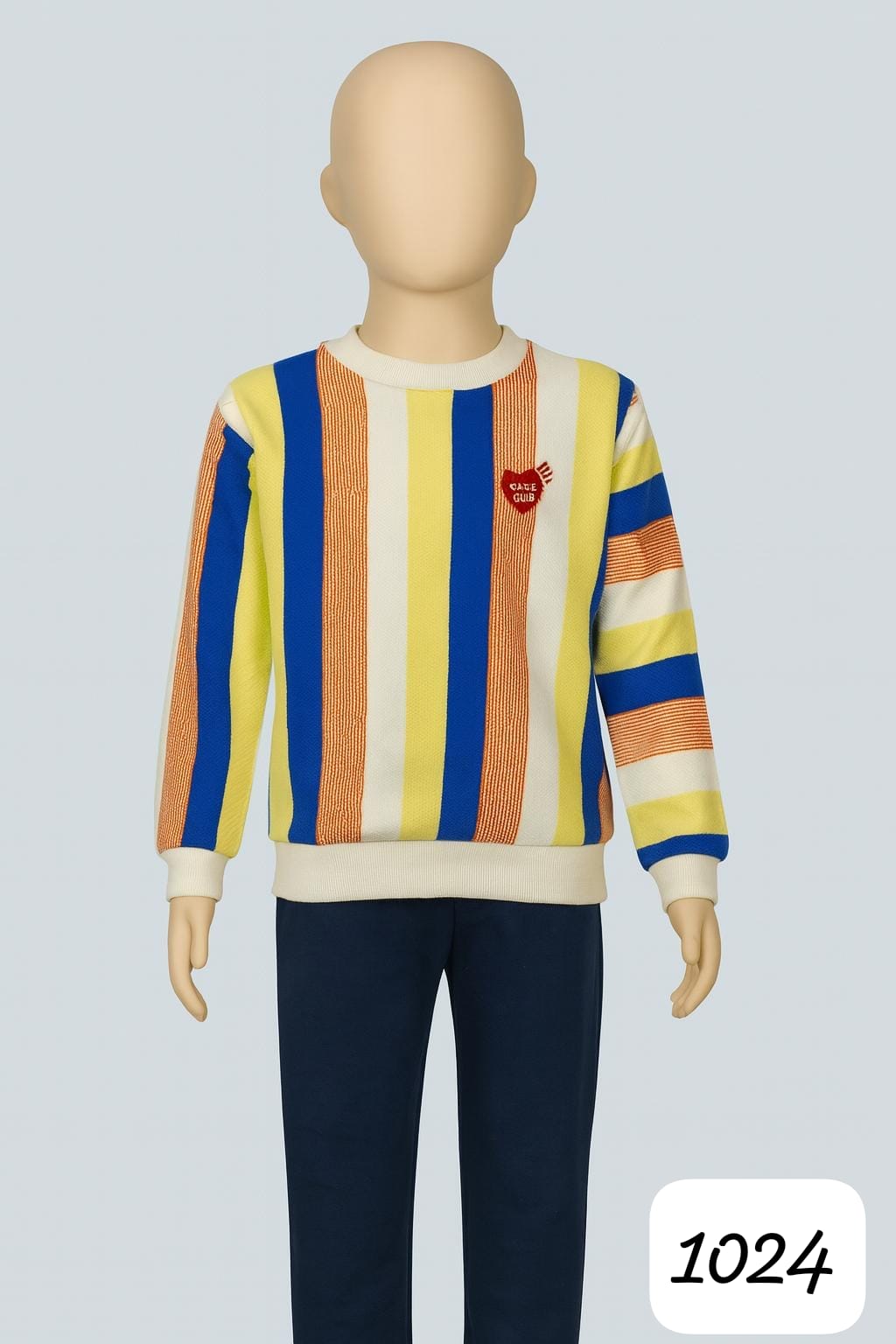This stylish multicolor striped sweatshirt is designed for boys around 8- 10 years old
