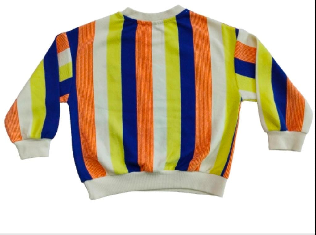 This stylish multicolor striped sweatshirt is designed for boys around 8- 10 years old