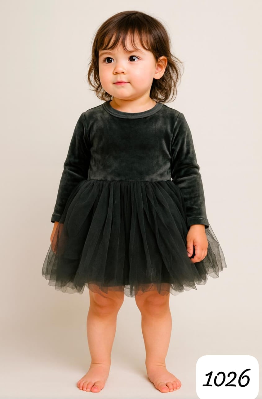 Stylish Velvet & Party Frock for Girls (Age 1-2 Years)