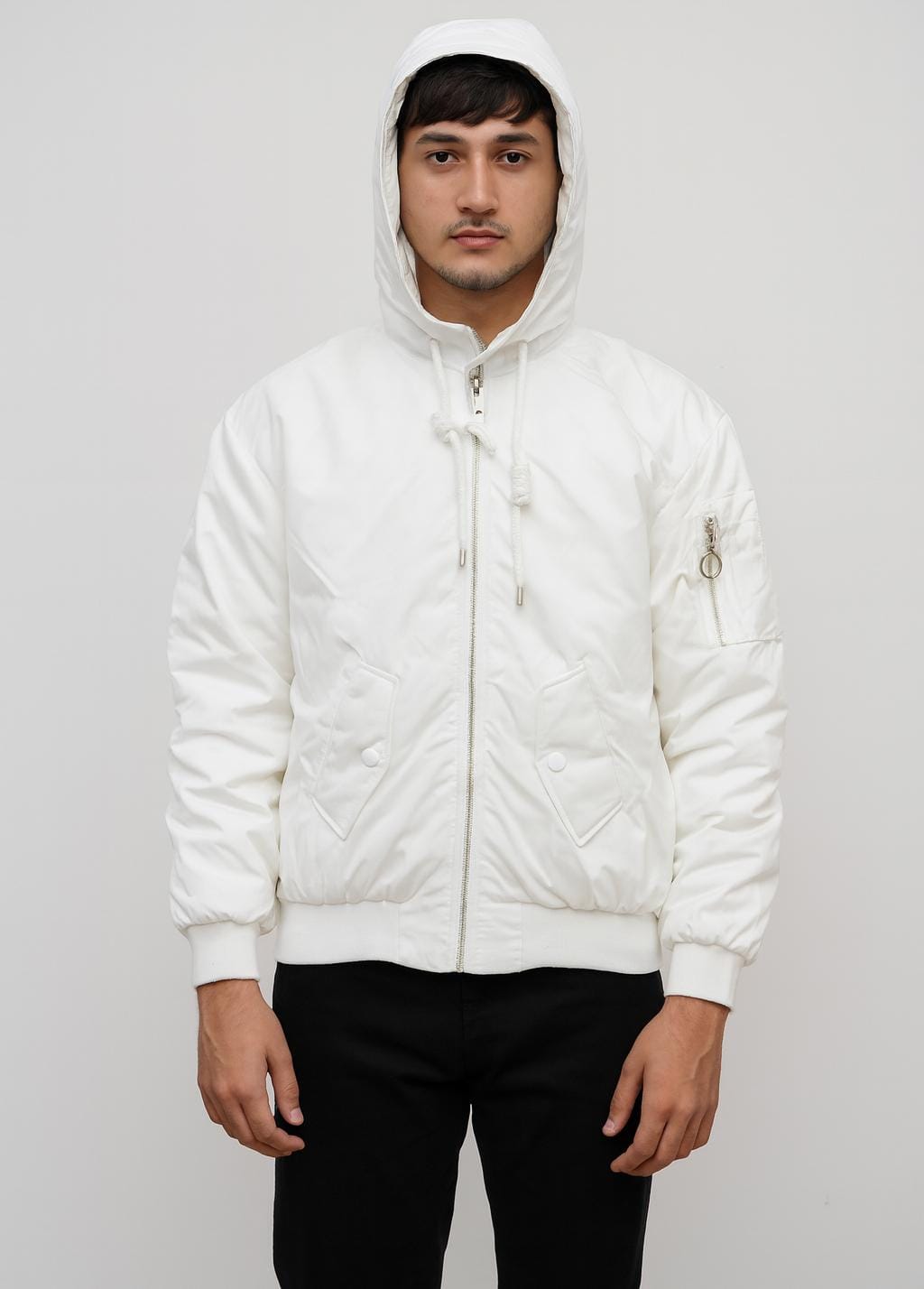 Dream Big, Stay Warm – White Hooded Jacket with Bold Style. for Adults 18+