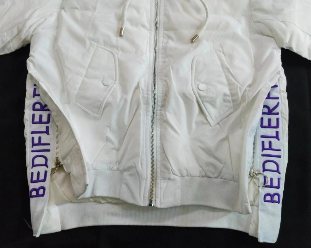 Dream Big, Stay Warm – White Hooded Jacket with Bold Style. for Adults 18+