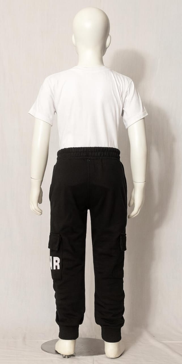 Boys’ Black Cargo Jogger Pants with Warm Fleece Lining (12-14 Year)