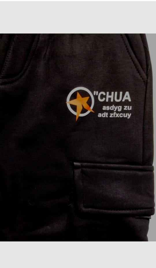 Boys’ Black Cargo Jogger Pants with Warm Fleece Lining (12-14 Year)