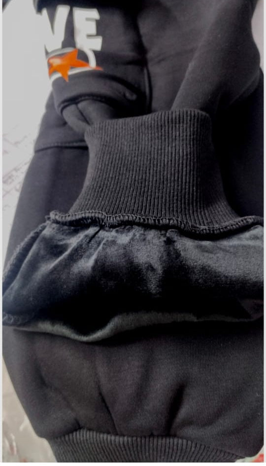 Boys’ Black Cargo Jogger Pants with Warm Fleece Lining (12-14 Year)