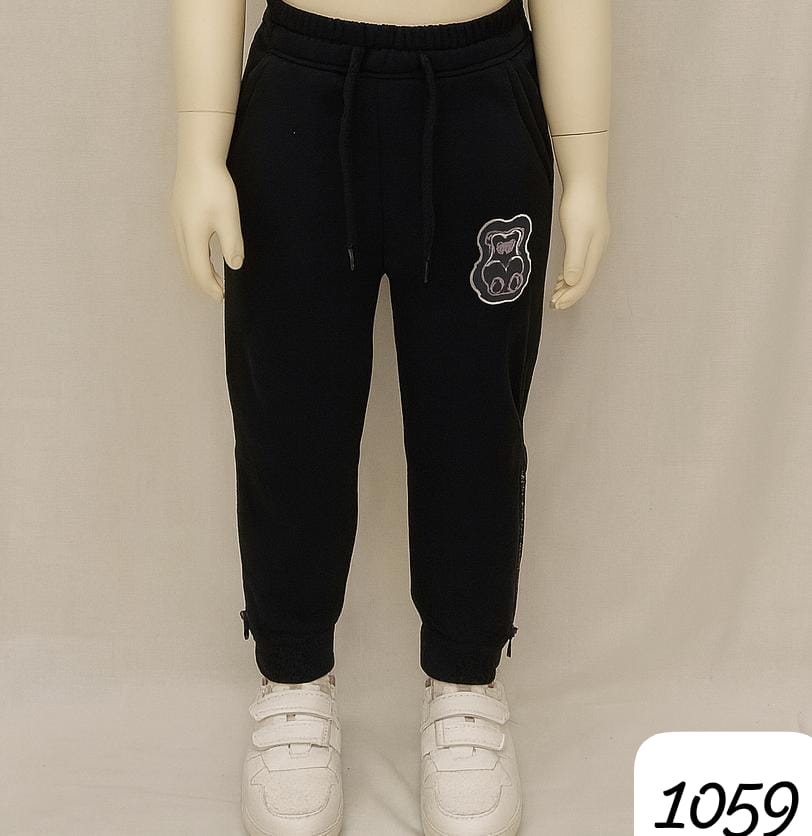 Boys’ & Girl's. Black Jogger* *Pants with Teddy Patch (5-6 Years* )