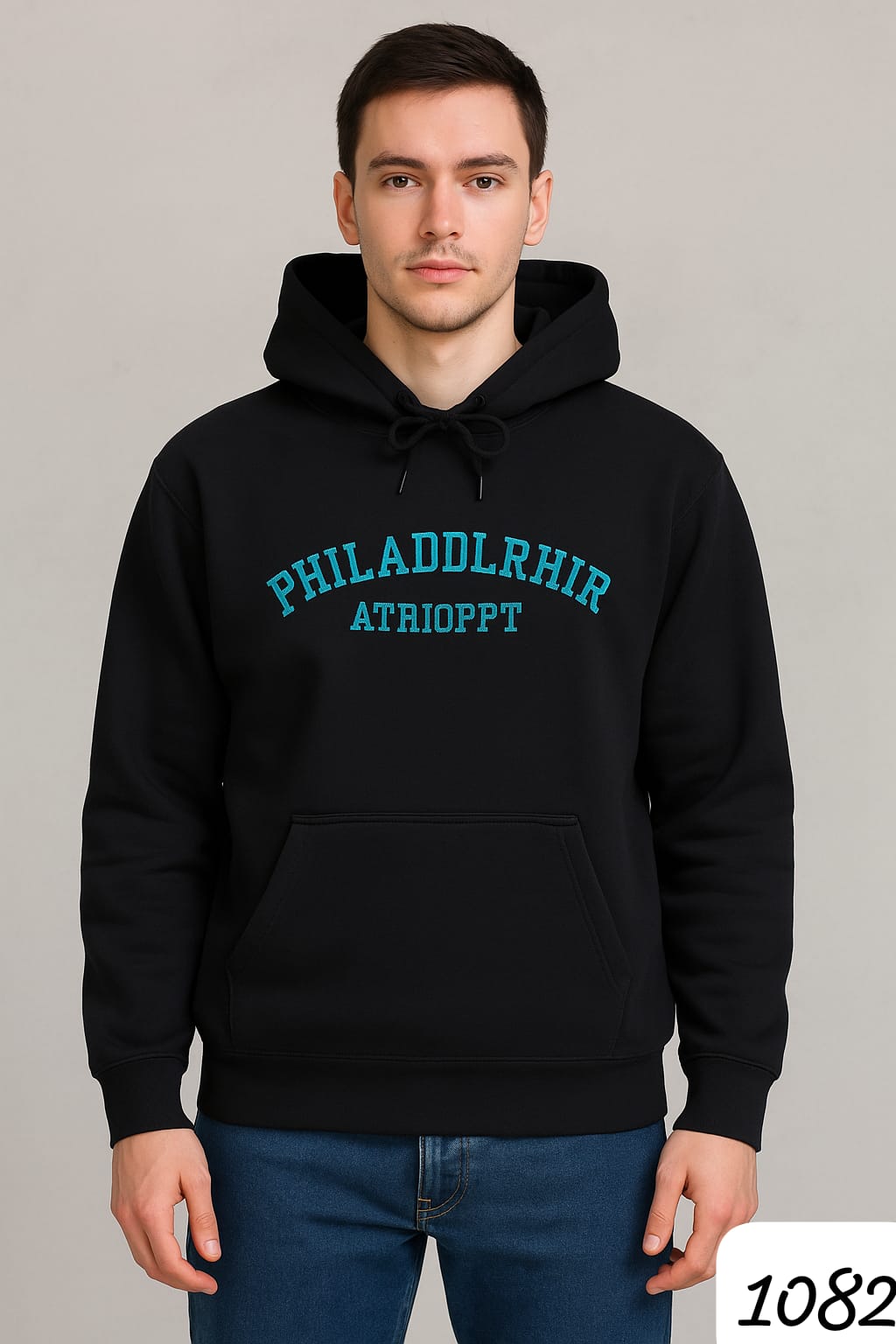 Black Embroidered Hooded Sweatshirt