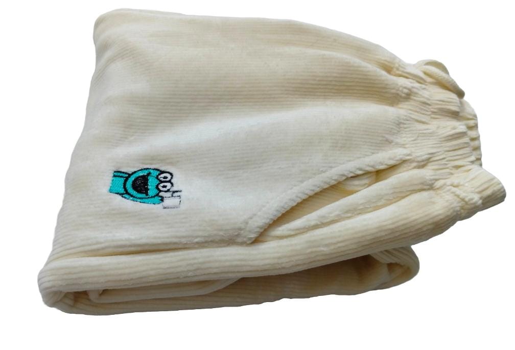 Cream jogger pants are designed for comfort and everyday wear